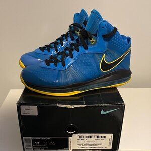 Lebron 8 V2 Low Blue Sneakers with Yellow Accents